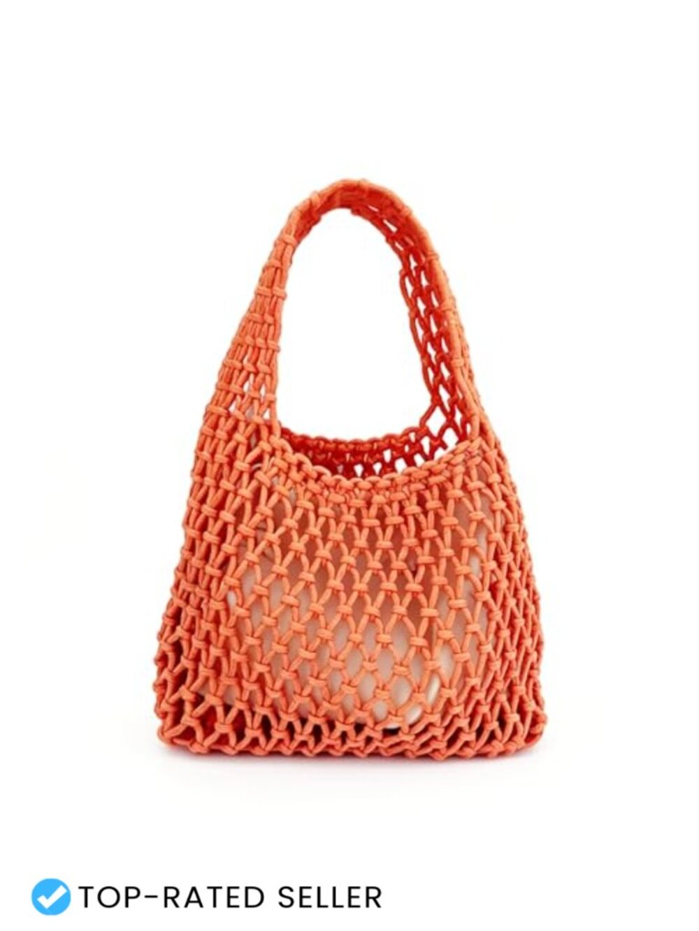 Handmade Woven Cotton Crochet Bucket Bag Drawstring Clutch Beach Mini Tote